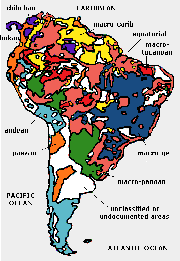 map of south american. The language map of South