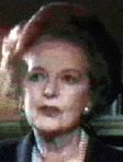 Color head shot of Margaret Thatcher