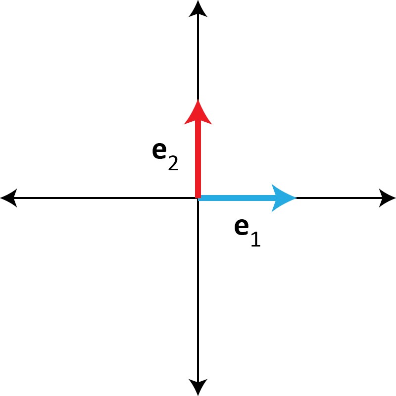 The two standard basis vectors in R^2